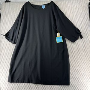 CeCe Elegant Black Shift Dress with Tie Sleeves Plus Size 24W Formal Evening‎